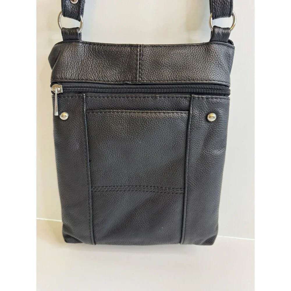 Marshal Real Leather Shoulder Handbag Cross Body Organizer Pockets Bags Black